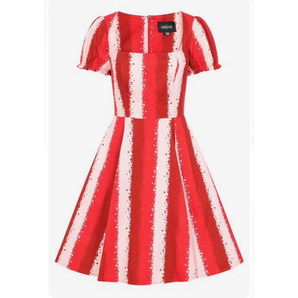 Collectif Red and White Striped Dress - Picture 2 of 7